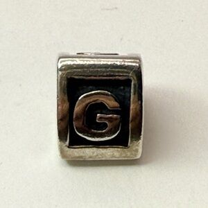 Pandora Letter G Charm | Black Enamel Initial Bead | ALE 925